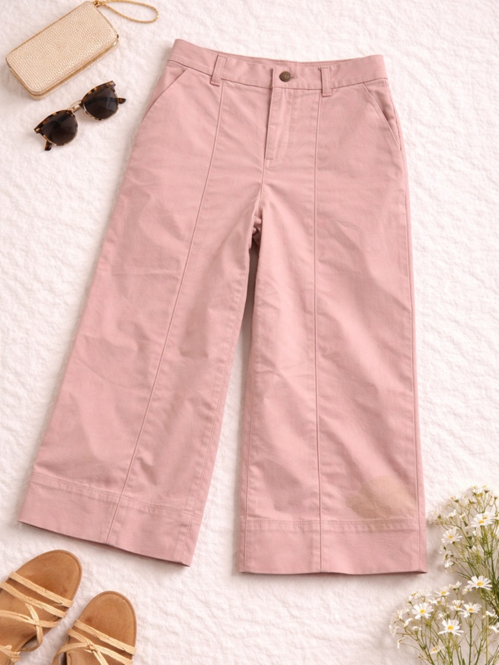 Duluth Trading Co Pink Wide Leg Crop Pants Size 6